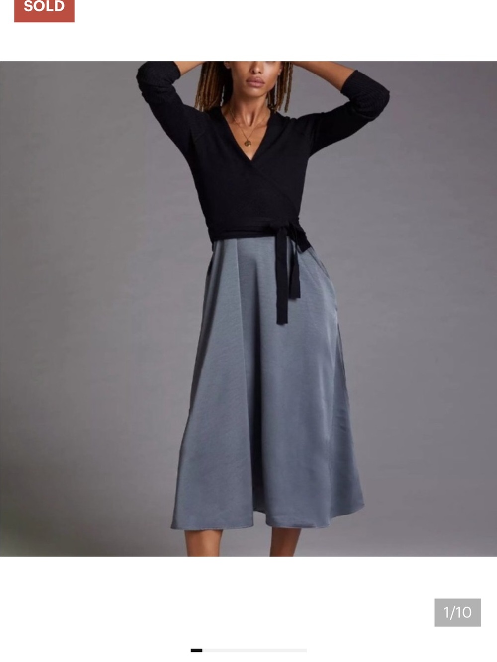 Elegant Midi A-Line dress in Steel Gray